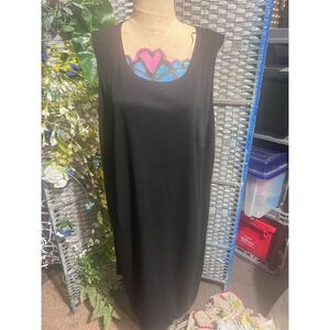 Women's Black Sleeveless Sheath Dress Knee Length Formal L